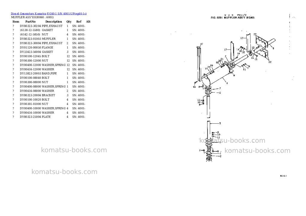Komatsu eg40-1 s/n 4001-up Parts catalog cover Page 5