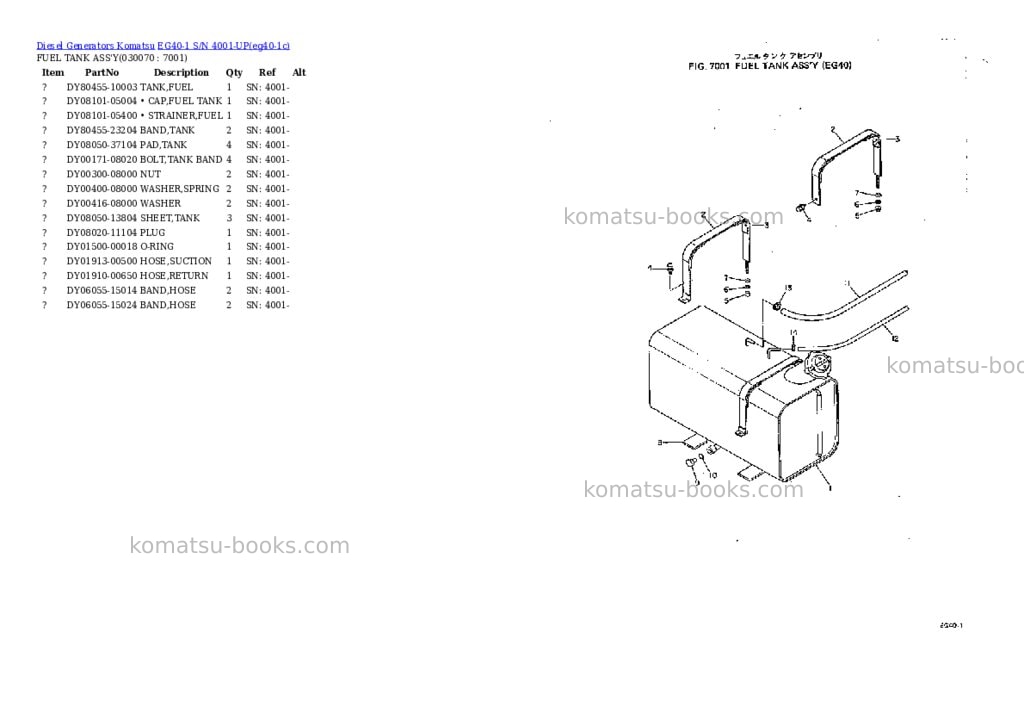 Komatsu eg40-1 s/n 4001-up Parts catalog cover Page 6