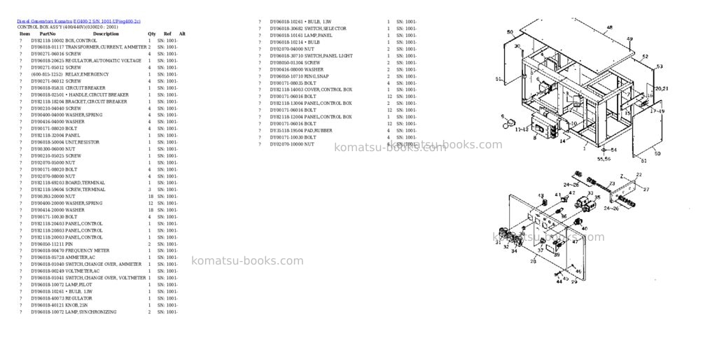 Komatsu EG400-2 S/N 1001-UP Parts catalog cover Page 2