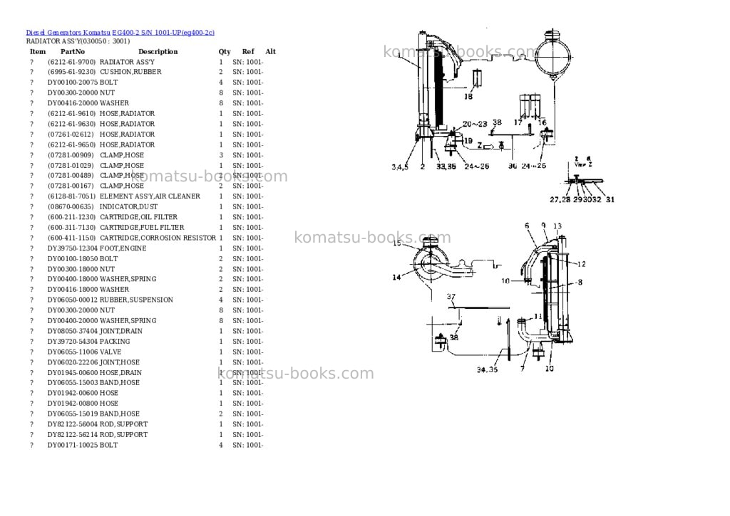 Komatsu EG400-2 S/N 1001-UP Parts catalog cover Page 5