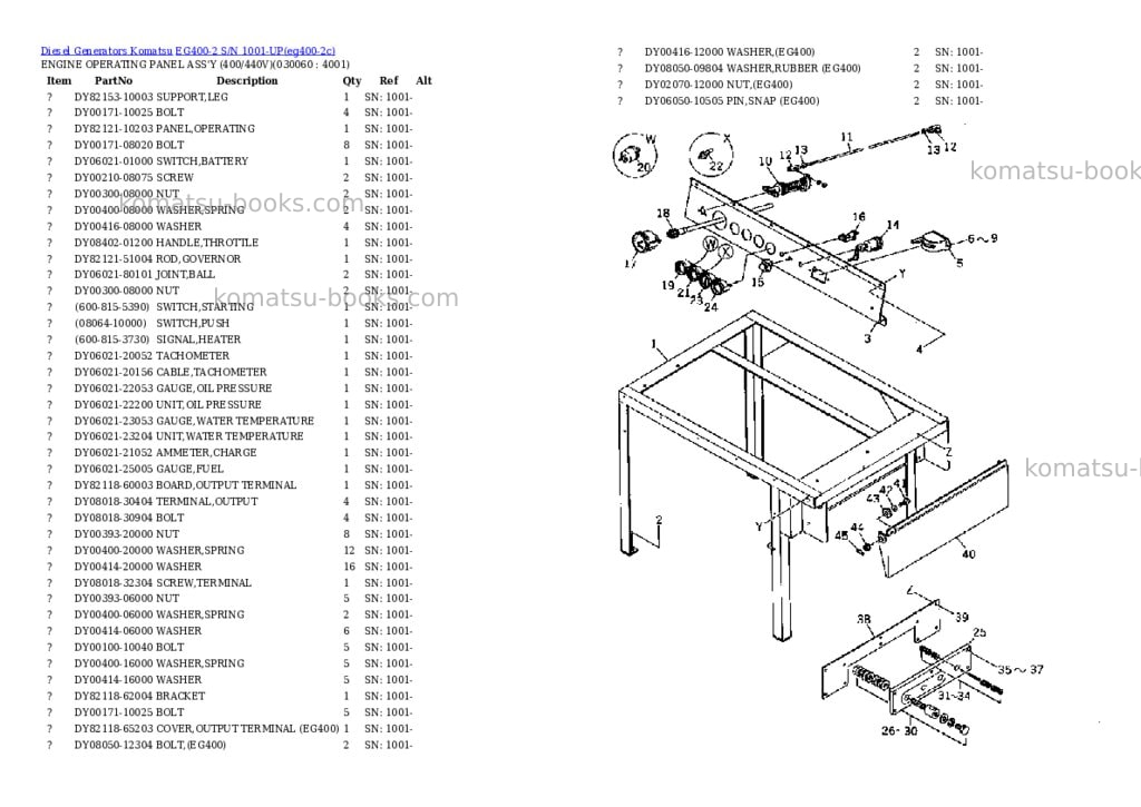 Komatsu EG400-2 S/N 1001-UP Parts catalog cover Page 6