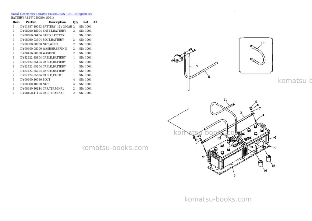 Komatsu EG400-2 S/N 1001-UP Parts catalog cover Page 8