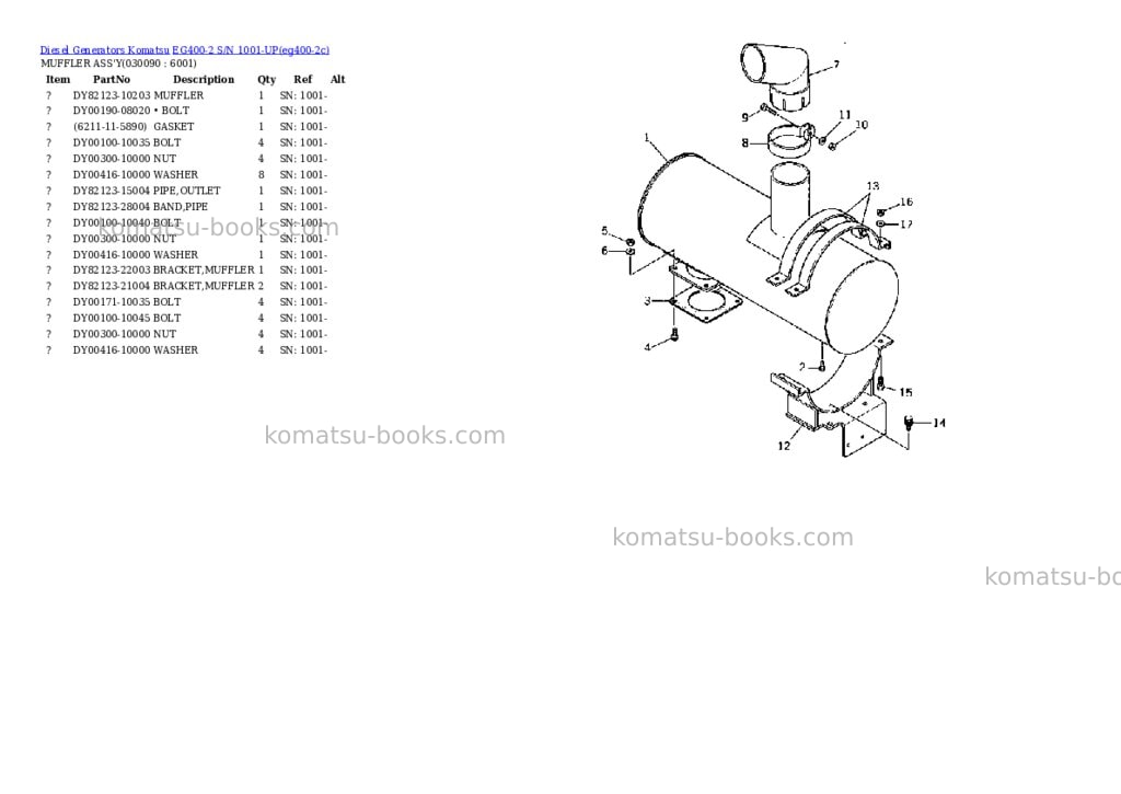 Komatsu EG400-2 S/N 1001-UP Parts catalog cover Page 9