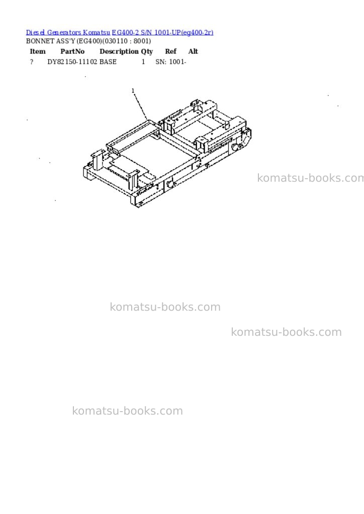 Komatsu eg400-2 s/n 1001-up Parts catalog cover Page 10