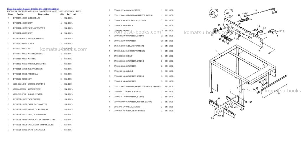 Komatsu eg400-2 s/n 1001-up Parts catalog cover Page 6