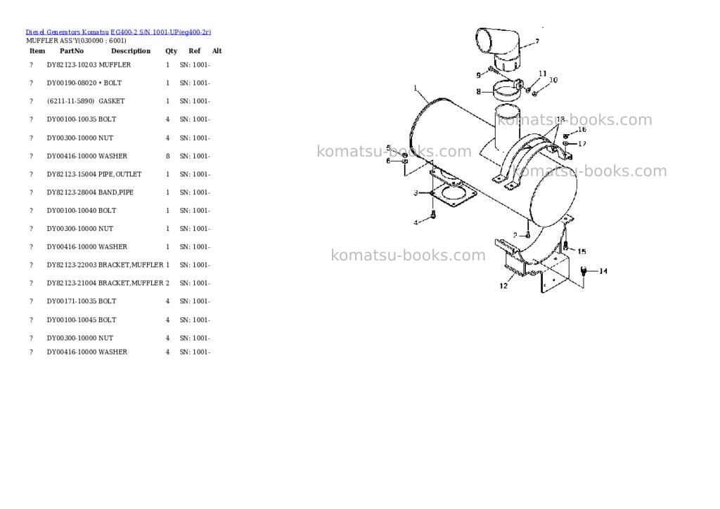 Komatsu eg400-2 s/n 1001-up Parts catalog cover Page 8