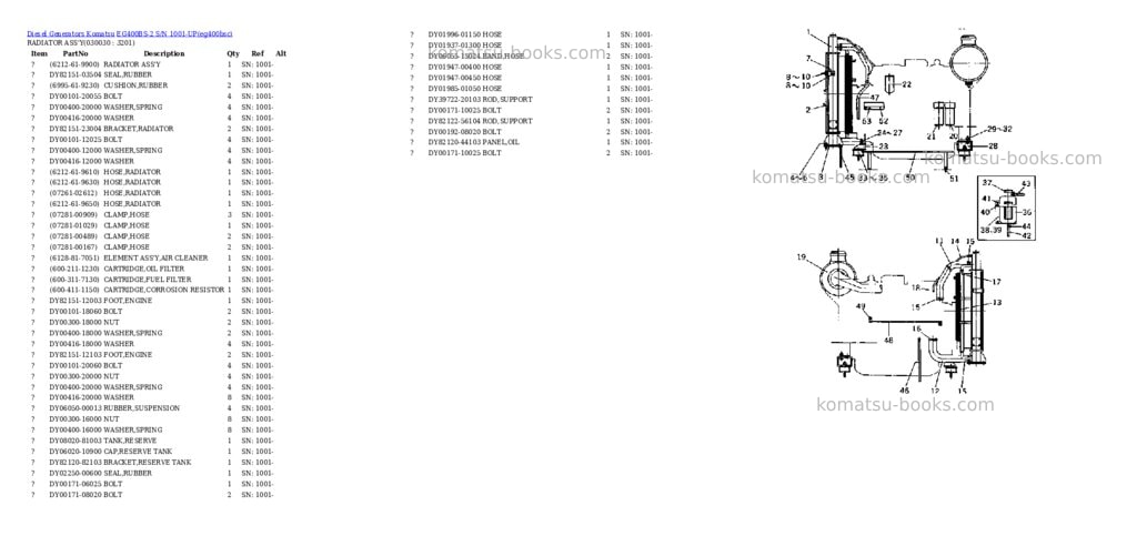 Komatsu EG400BS-2 S/N 1001-UP Parts catalog cover Page 2