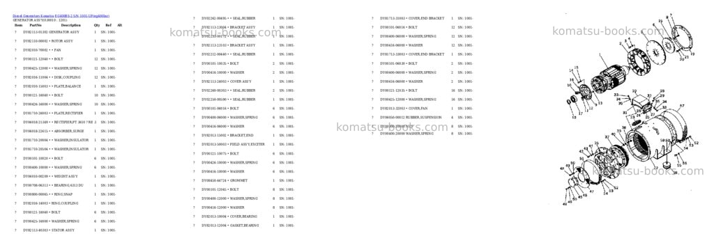 Komatsu eg400bs-2 s/n 1001-up Parts catalog cover