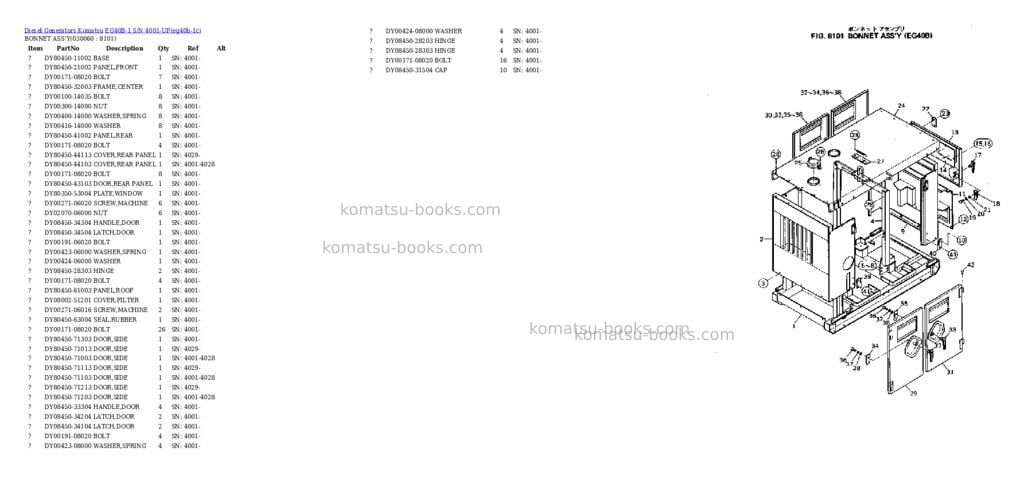 Komatsu eg40b-1 s/n 4001-up Parts catalog cover Page 6