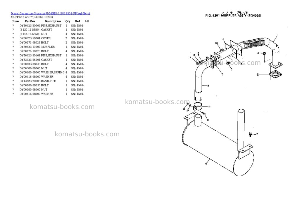 Komatsu EG40BS-1 S/N 4501-UP Parts catalog cover Page 6