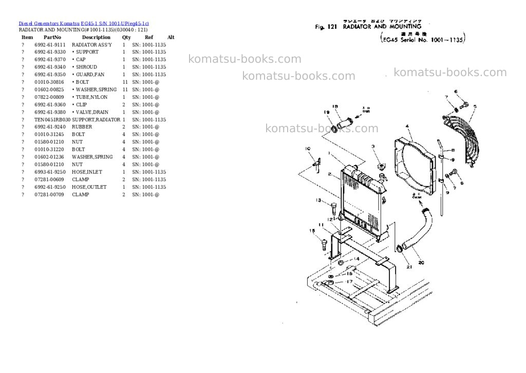 Komatsu eg45-1 s/n 1001-up Parts catalog cover Page 4 Komatsu eg45-1 s/n 1001-up Parts catalog cover Page 4