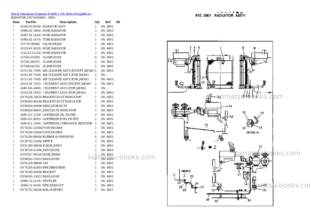 Komatsu EG480-1 S/N 4001-UP Parts catalog cover Page 3