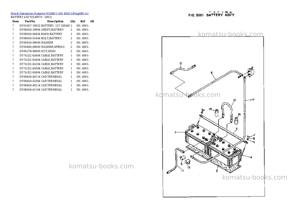 Komatsu EG480-1 S/N 4001-UP Parts catalog cover Page 6