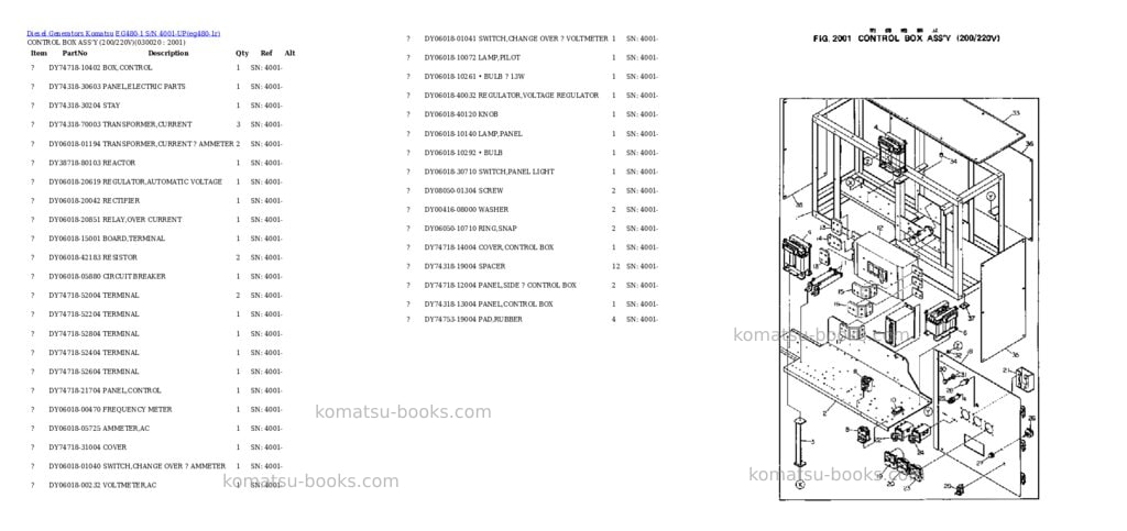 Komatsu eg480-1 s/n 4001-up Parts catalog cover Page 2