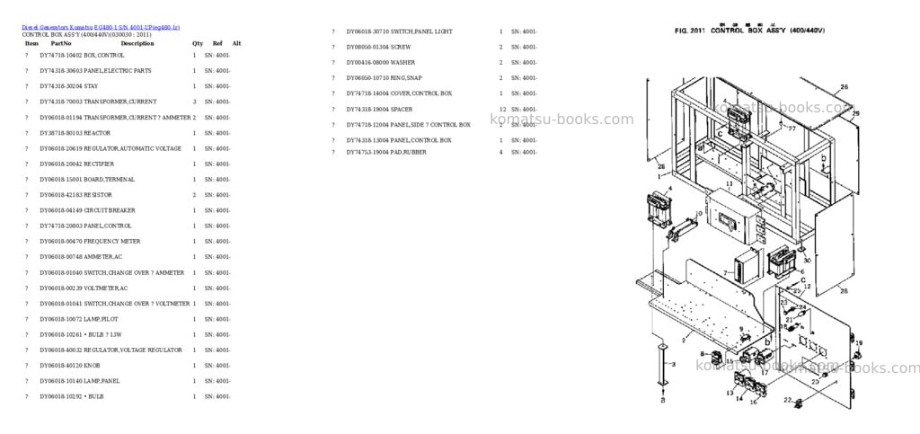 Komatsu eg480-1 s/n 4001-up Parts catalog cover Page 3