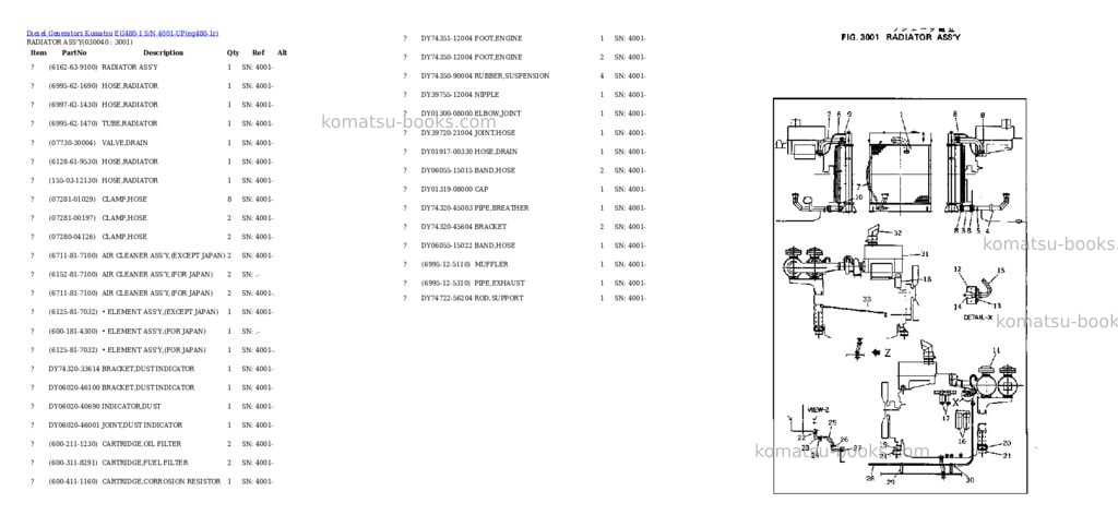 Komatsu eg480-1 s/n 4001-up Parts catalog cover Page 4