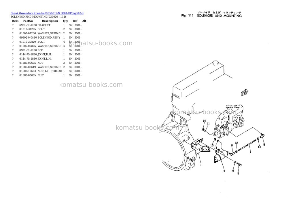 Komatsu eg50-2 s/n 3001-up Parts catalog cover Komatsu eg50-2 s/n 3001-up Parts catalog cover