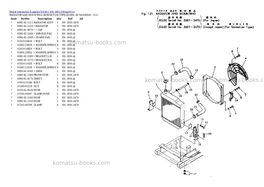 Komatsu eg50-2 s/n 3001-up Parts catalog cover Page 2 Komatsu eg50-2 s/n 3001-up Parts catalog cover Page 2
