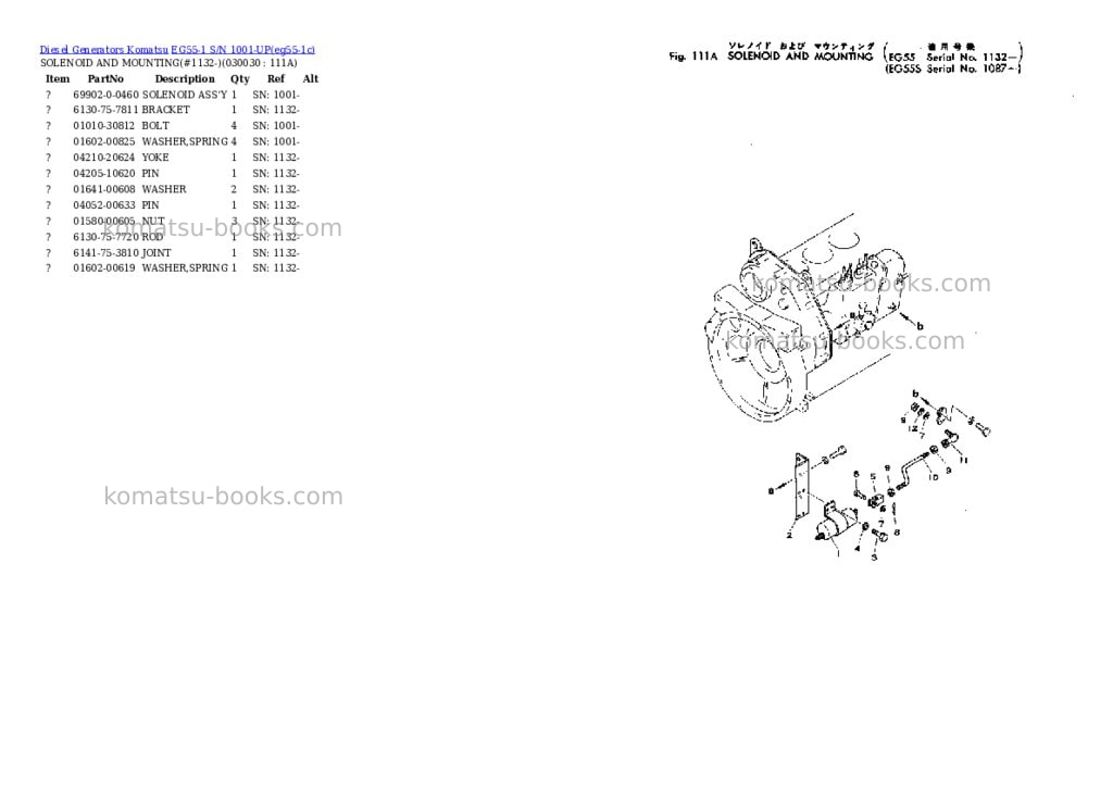 Komatsu eg55-1 s/n 1001-up Parts catalog cover Page 2