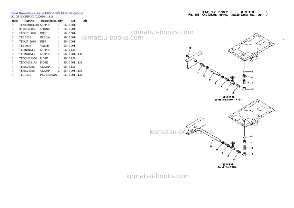 Komatsu eg55-1 s/n 1001-up Parts catalog cover Page 8