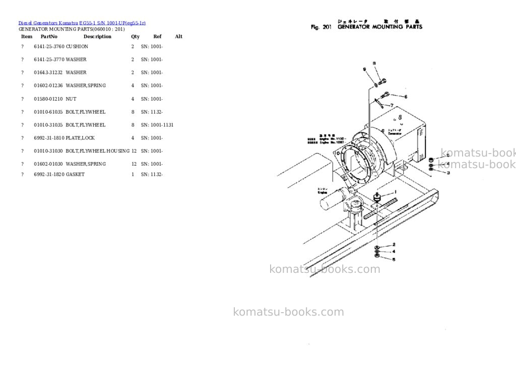 Komatsu EG55-1 S/N 1001-UP Parts catalog cover Page 9 Komatsu EG55-1 S/N 1001-UP Parts catalog cover Page 9