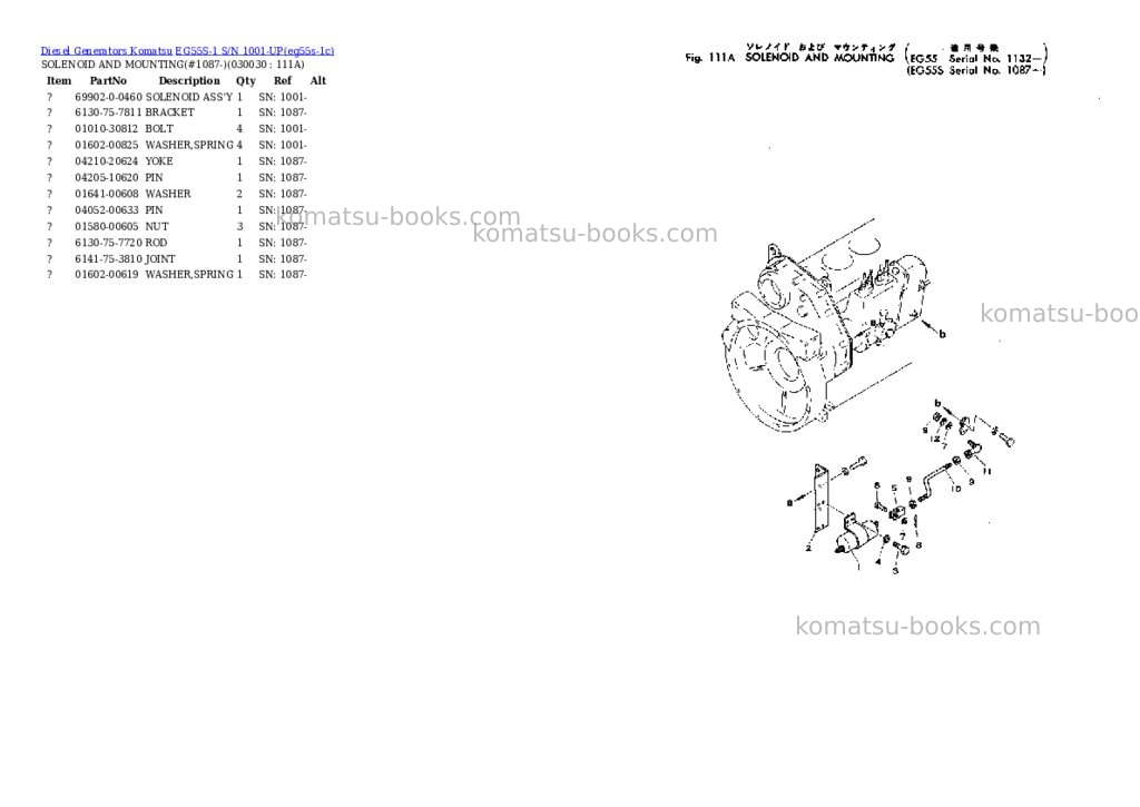 Komatsu EG55S-1 S/N 1001-UP Parts catalog cover Page 2