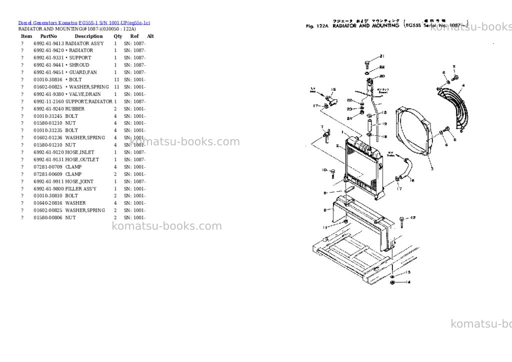Komatsu EG55S-1 S/N 1001-UP Parts catalog cover Page 4