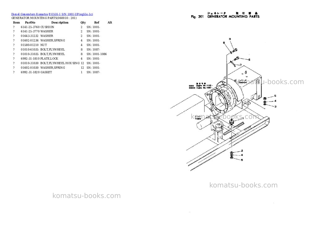 Komatsu EG55S-1 S/N 1001-UP Parts catalog cover Page 9