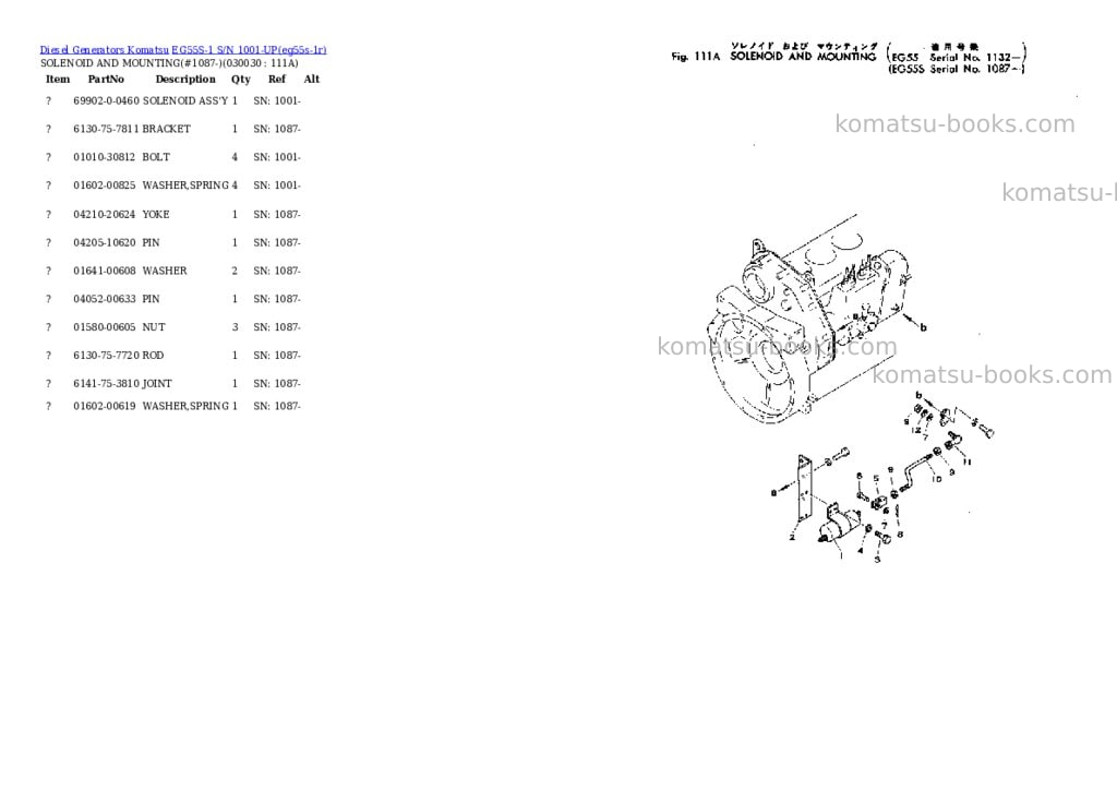 Komatsu eg55s-1 s/n 1001-up Parts catalog cover Page 2