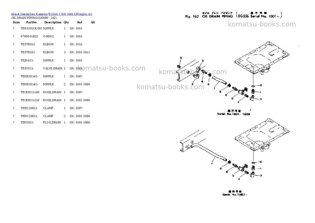 Komatsu eg55s-1 s/n 1001-up Parts catalog cover Page 8