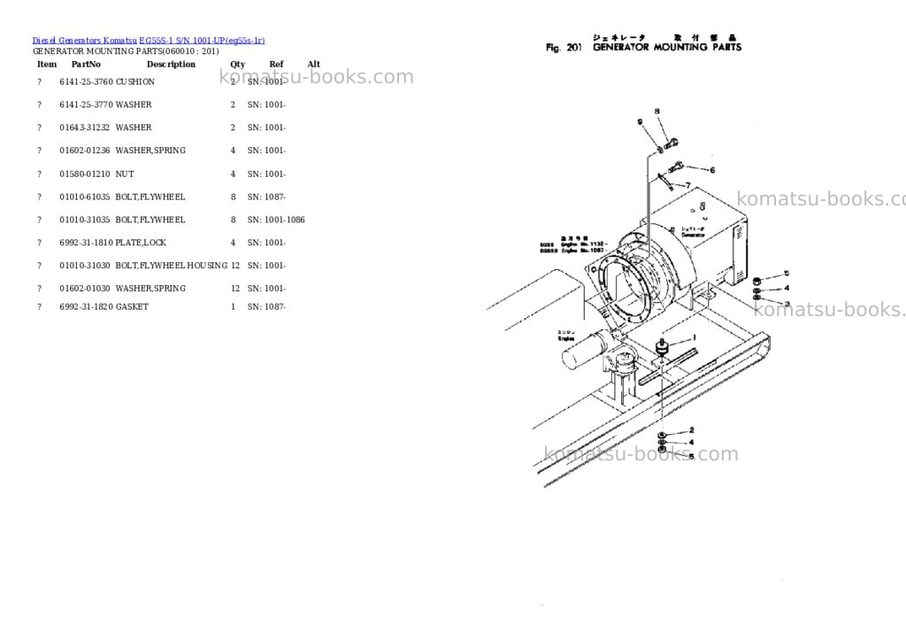 Komatsu eg55s-1 s/n 1001-up Parts catalog cover Page 9