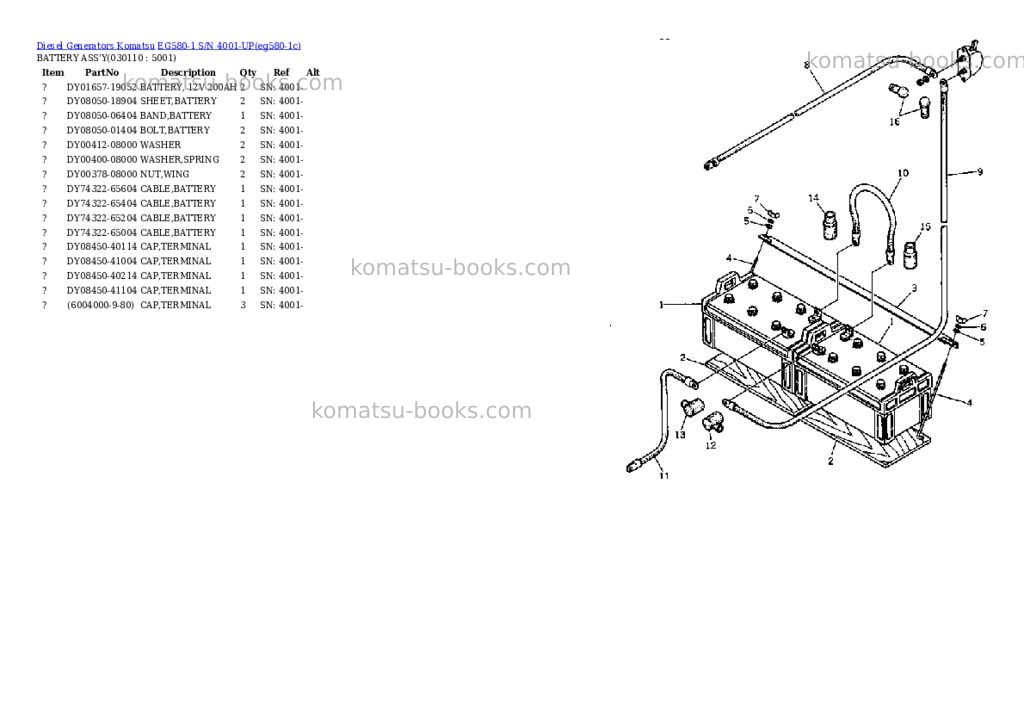 Komatsu EG580-1 S/N 4001-UP Parts catalog cover Page 10
