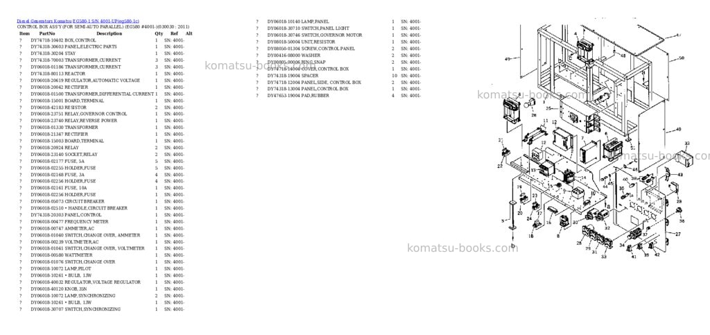 Komatsu EG580-1 S/N 4001-UP Parts catalog cover Page 2