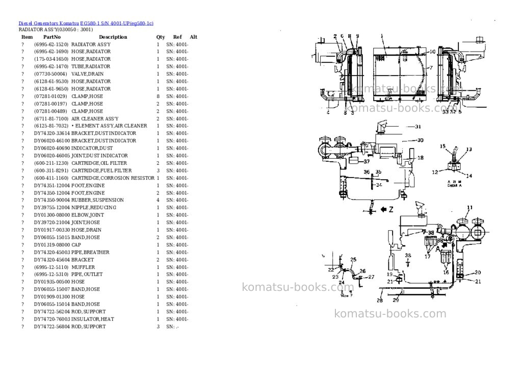 Komatsu EG580-1 S/N 4001-UP Parts catalog cover Page 4