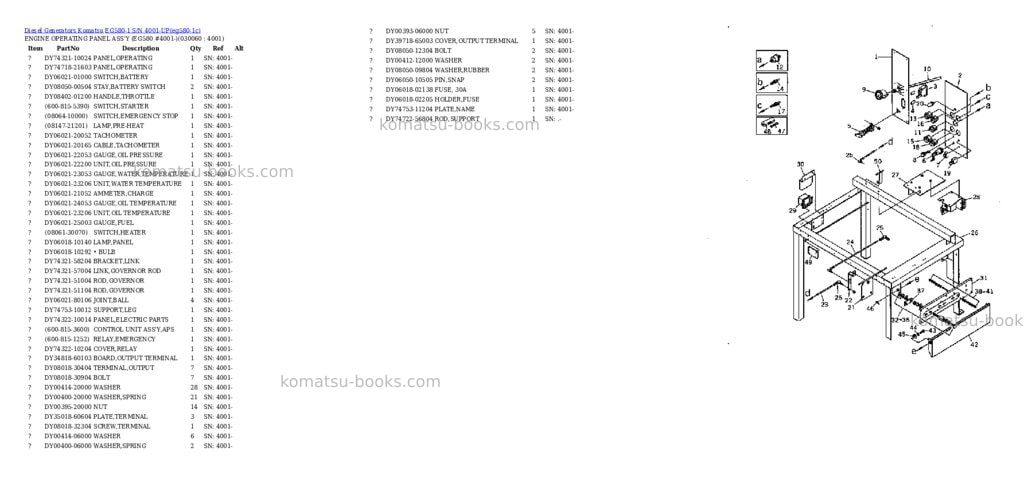 Komatsu EG580-1 S/N 4001-UP Parts catalog cover Page 5