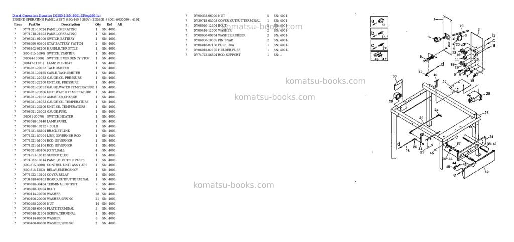 Komatsu EG580-1 S/N 4001-UP Parts catalog cover Page 8