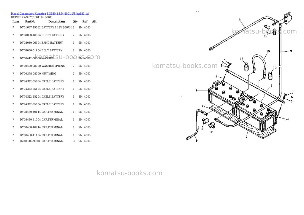 Komatsu eg580-1 s/n 4001-up Parts catalog cover Page 10