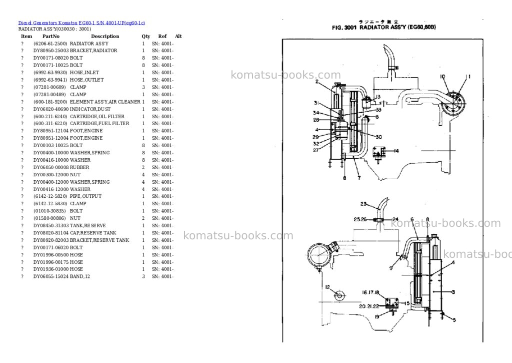 Komatsu eg60-1 s/n 4001-up Parts catalog cover Page 2 Komatsu eg60-1 s/n 4001-up Parts catalog cover Page 2