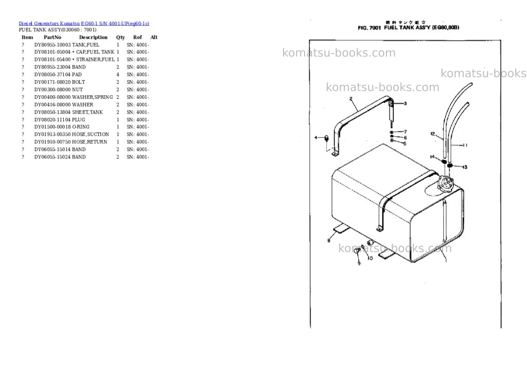 Komatsu eg60-1 s/n 4001-up Parts catalog cover Page 5 Komatsu eg60-1 s/n 4001-up Parts catalog cover Page 5