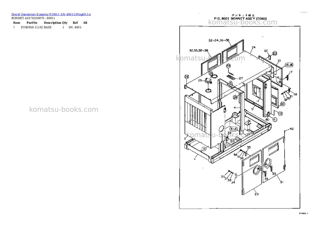Komatsu eg60-1 s/n 4001-up Parts catalog cover Page 6 Komatsu eg60-1 s/n 4001-up Parts catalog cover Page 6