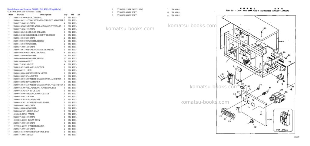 Komatsu eg60b-1 s/n 4001-up Parts catalog cover Page 2
