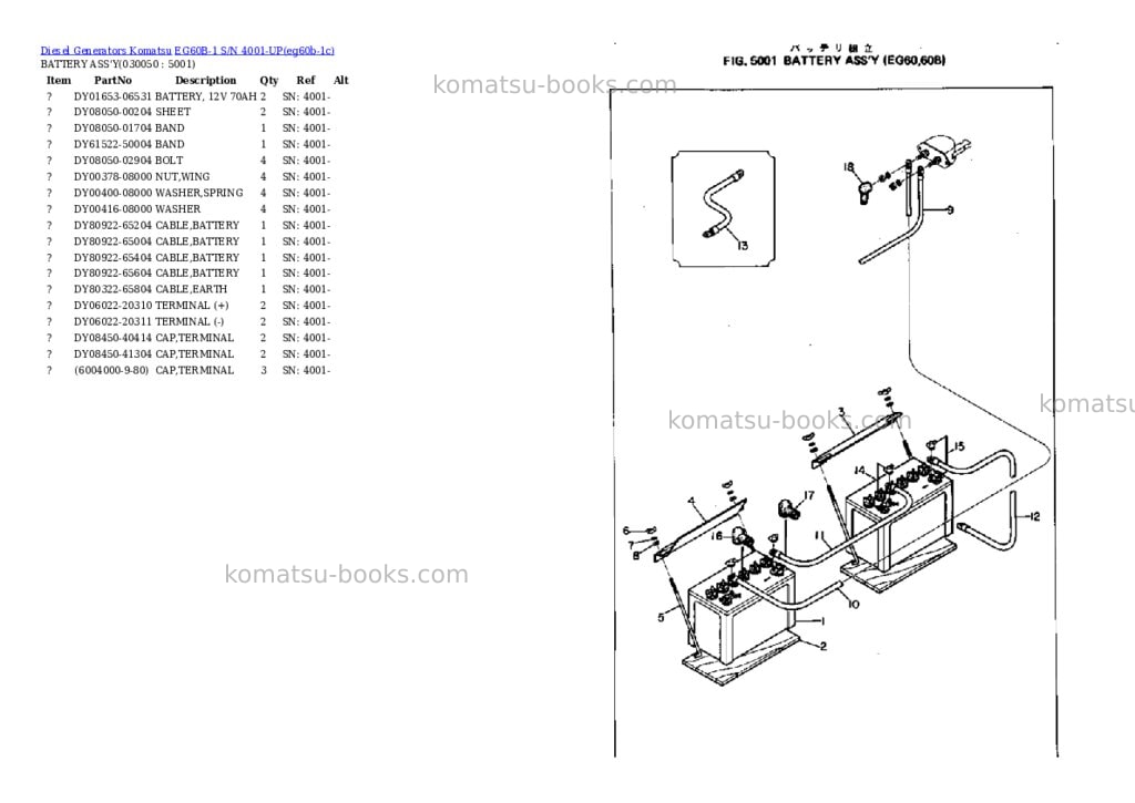 Komatsu eg60b-1 s/n 4001-up Parts catalog cover Page 5