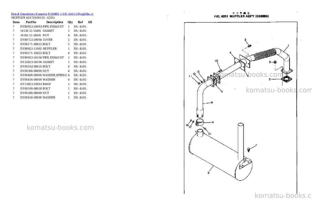 Komatsu EG60BS-1 S/N 4501-UP Parts catalog cover Page 11