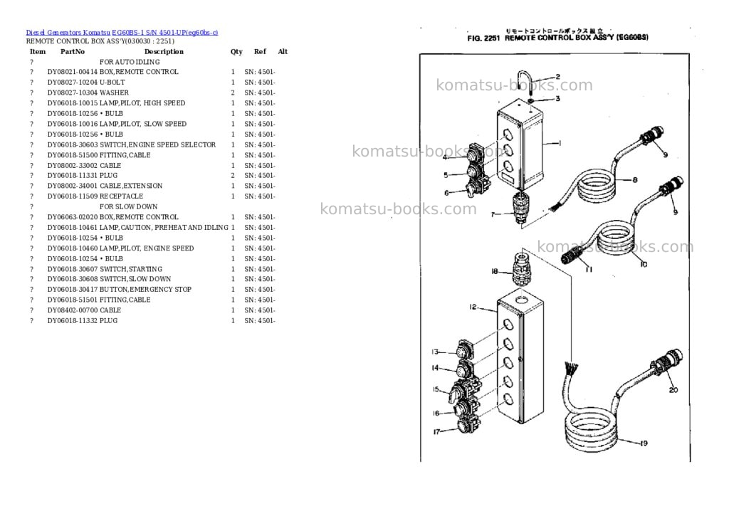Komatsu EG60BS-1 S/N 4501-UP Parts catalog cover Page 3