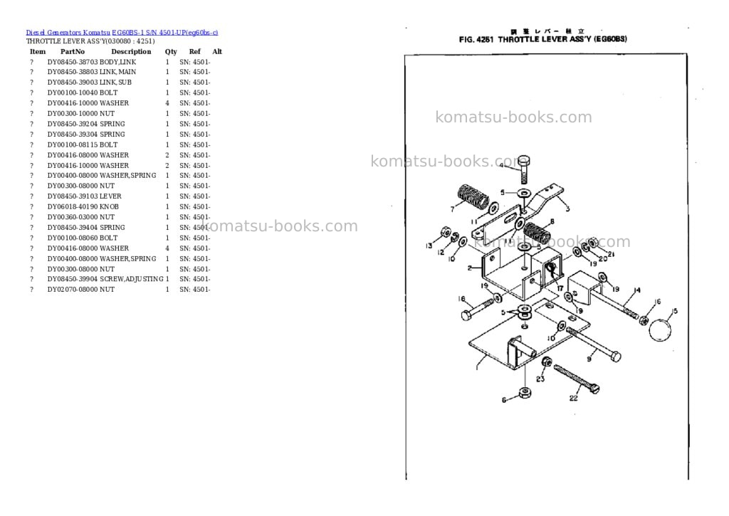 Komatsu EG60BS-1 S/N 4501-UP Parts catalog cover Page 8