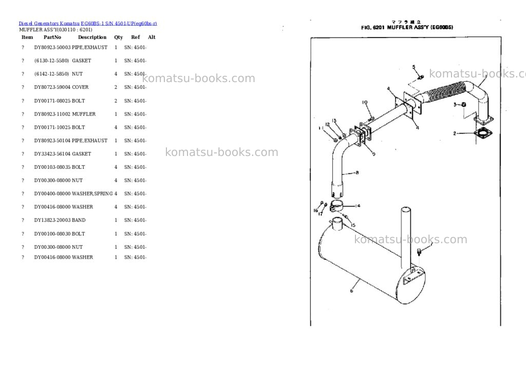 Komatsu eg60bs-1 s/n 4501-up Parts catalog cover Page 10