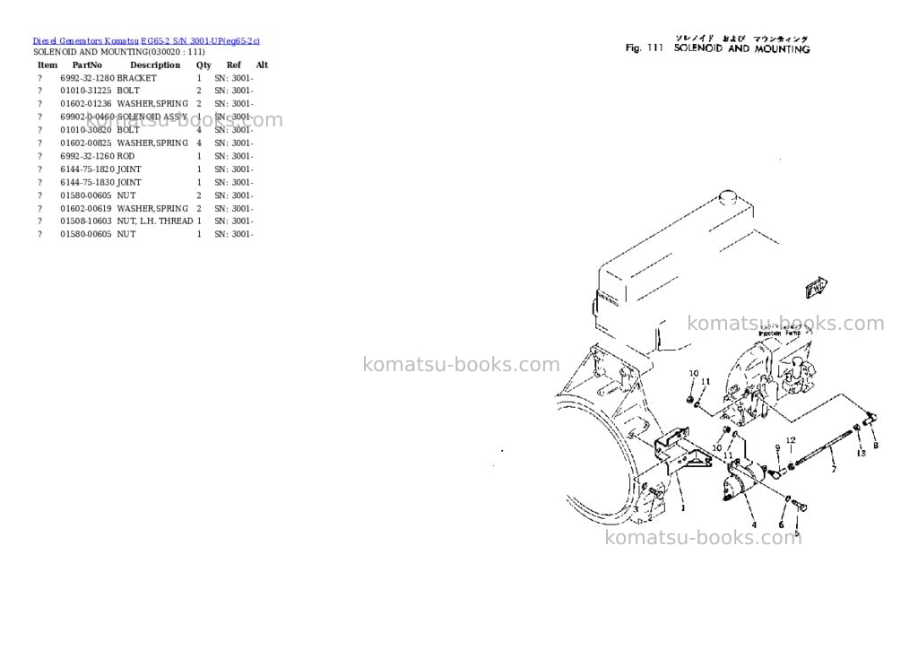 Komatsu eg65-2 s/n 3001-up Parts catalog cover