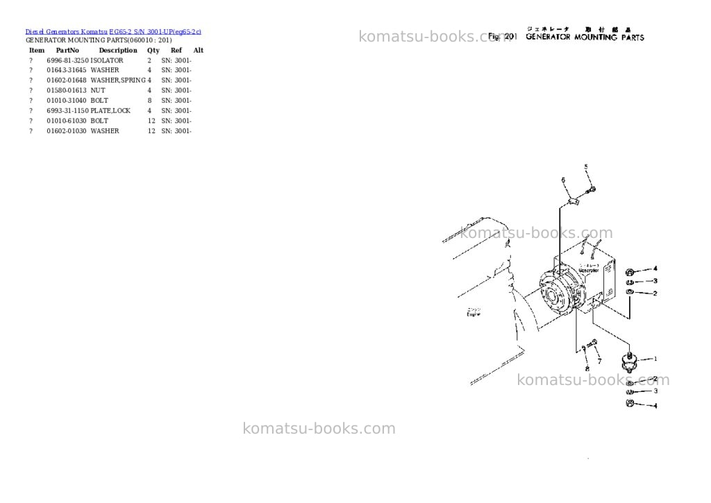 Komatsu eg65-2 s/n 3001-up Parts catalog cover Page 9
