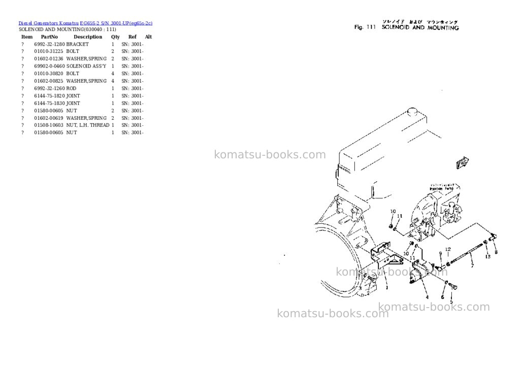 Komatsu eg65s-2 s/n 3001-up Parts catalog cover
