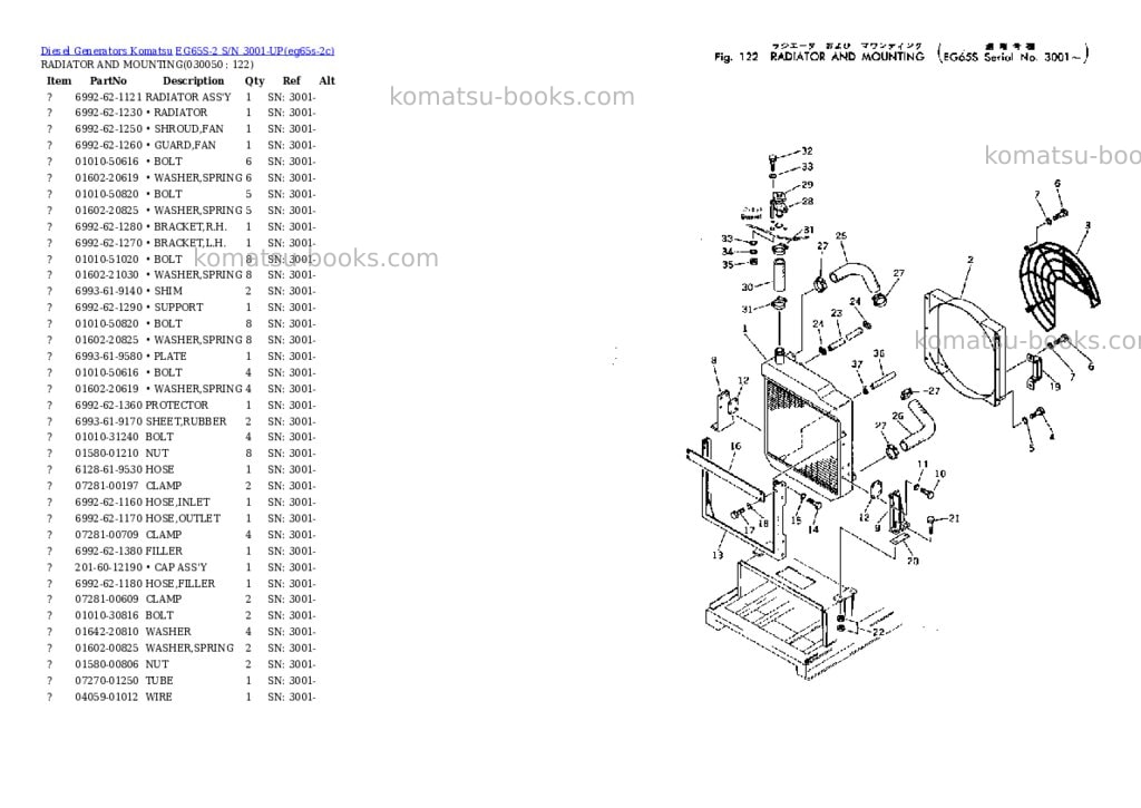 Komatsu eg65s-2 s/n 3001-up Parts catalog cover Page 2